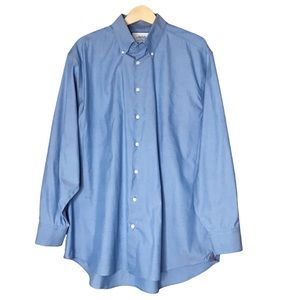 Charles Tyrwhitt Classic Fit Blue Men's Dress Shirt Cotton Long Sleeve 18/35